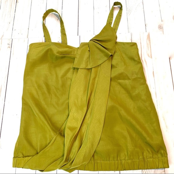 Rachel Roy Olive Green Faux Wrap Sleeveless Top Size XS